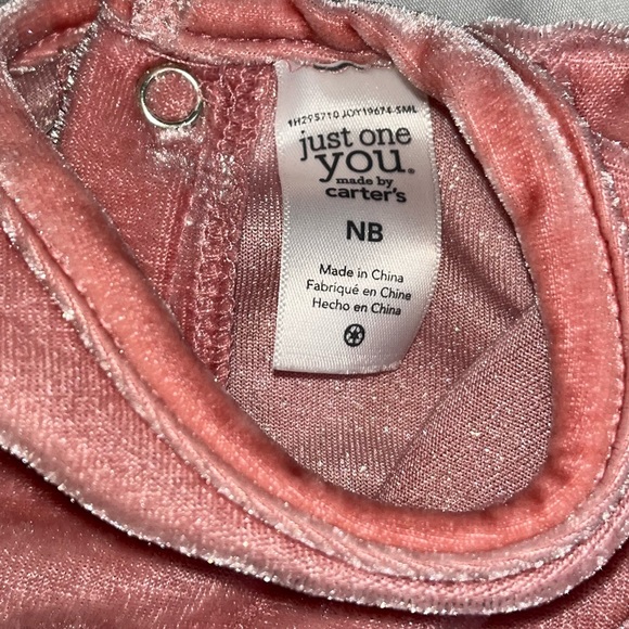 Carters Velvet Newborn Pink Jumpsuit - Picture 5 of 5